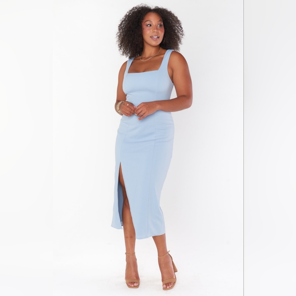 Show Me Your Mumu Eden Mini Dress Steel Blue NWT